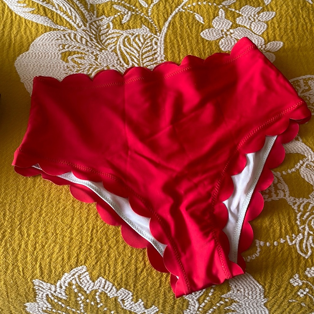 Red scalloped bathing suit bottoms! Never worn.